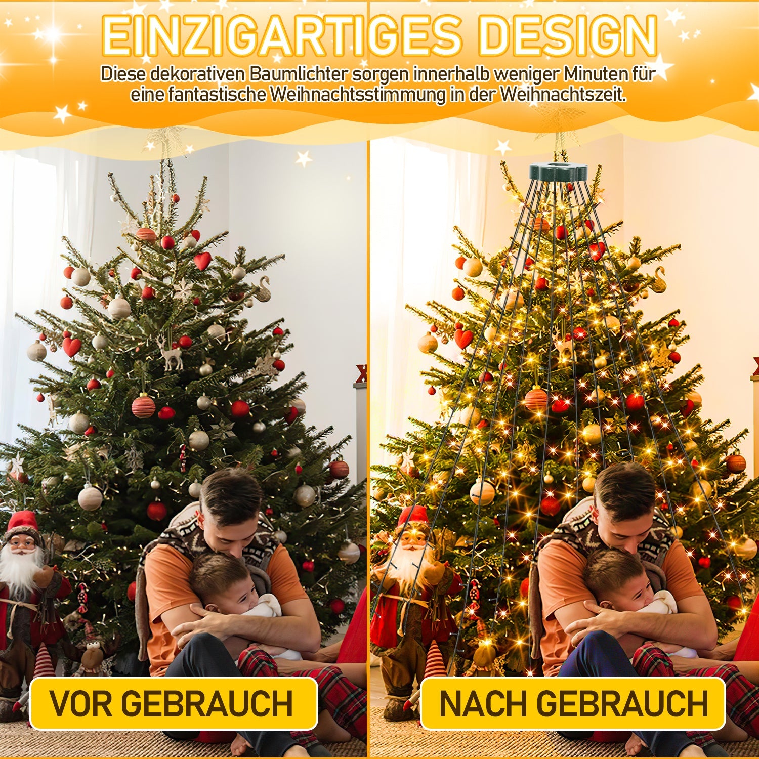 Cosmo Go LED Christbaumbeleuchtung mit Ring 280 LEDs Warmweiß IP44
