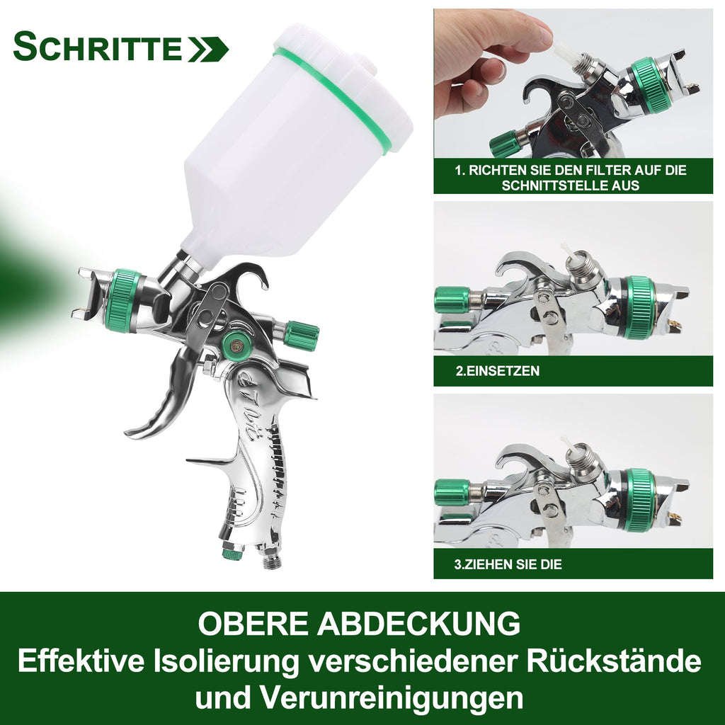 Cosmo Go HVLP Lackierpistole Spritzpistole Set mit Edelstahldüs