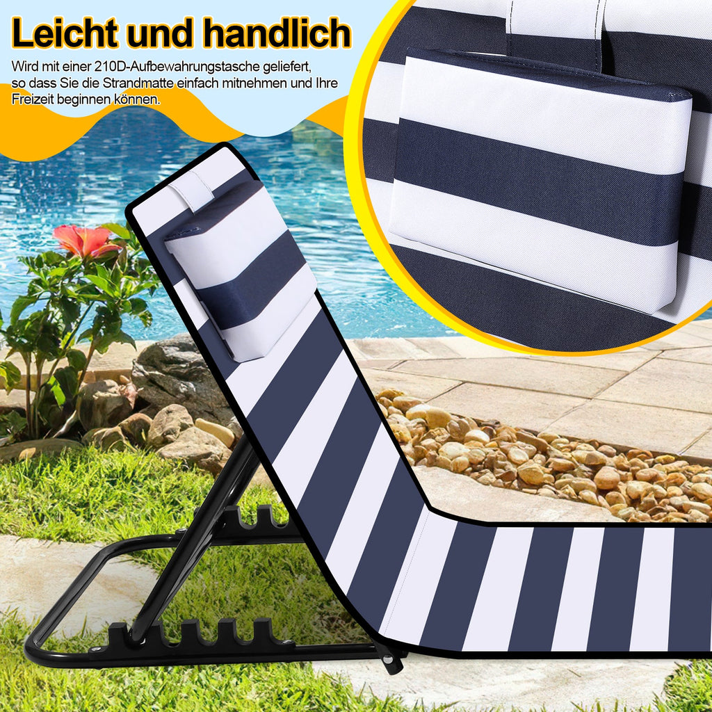 Cosmo Go Strandliegen Tragbar Strandmatte mit Einstellbar Höhe 158cm