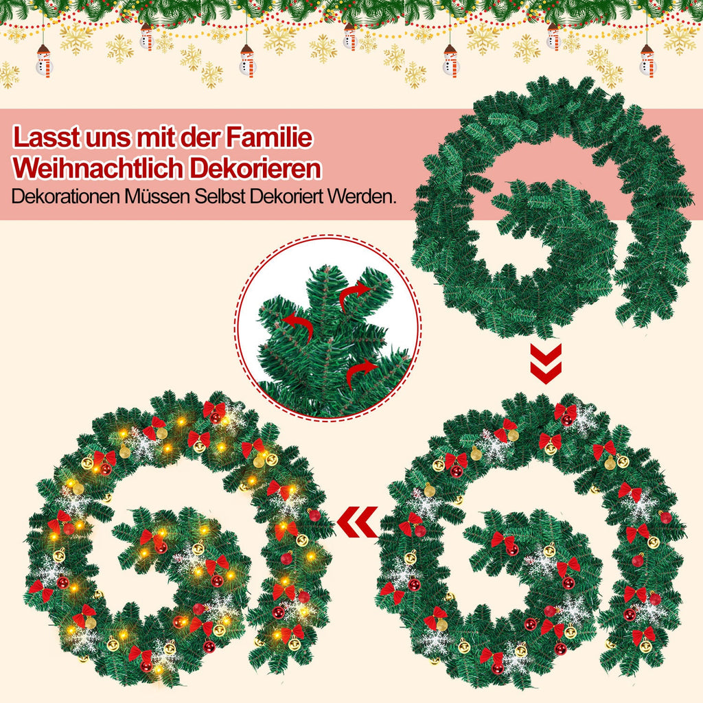 Cosmo Go Weihnachtsgirlande 100 LEDs mit Deko und Fernbedienung 5m