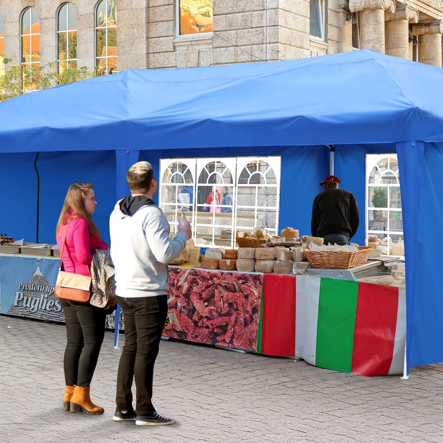 Cosmo Go Pop-Up Pavillon Gazebo mit Zentralverriegelung 3x6m mit Seiten
