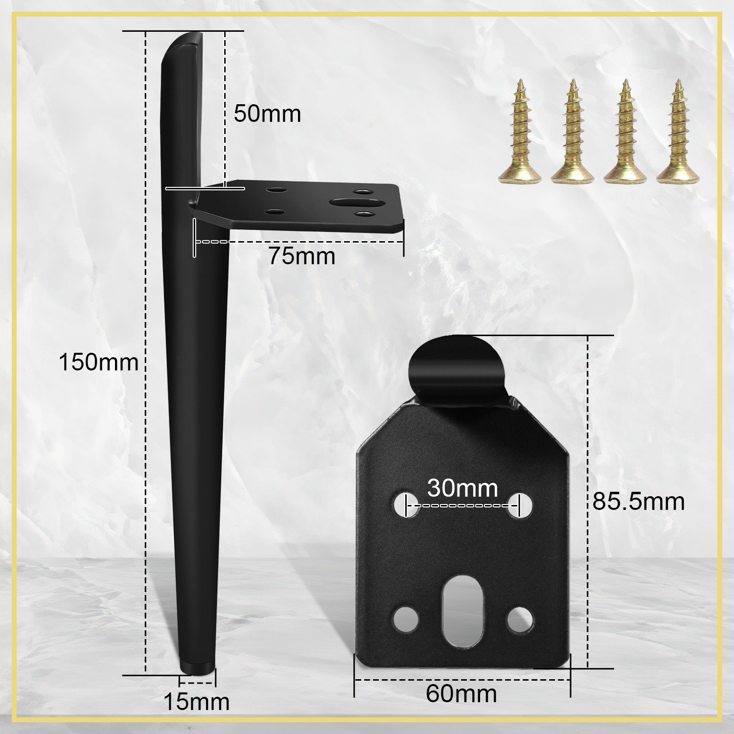 Cosmo Go 4er Set Metall Möbelfüße Schrankfüße Schwarz