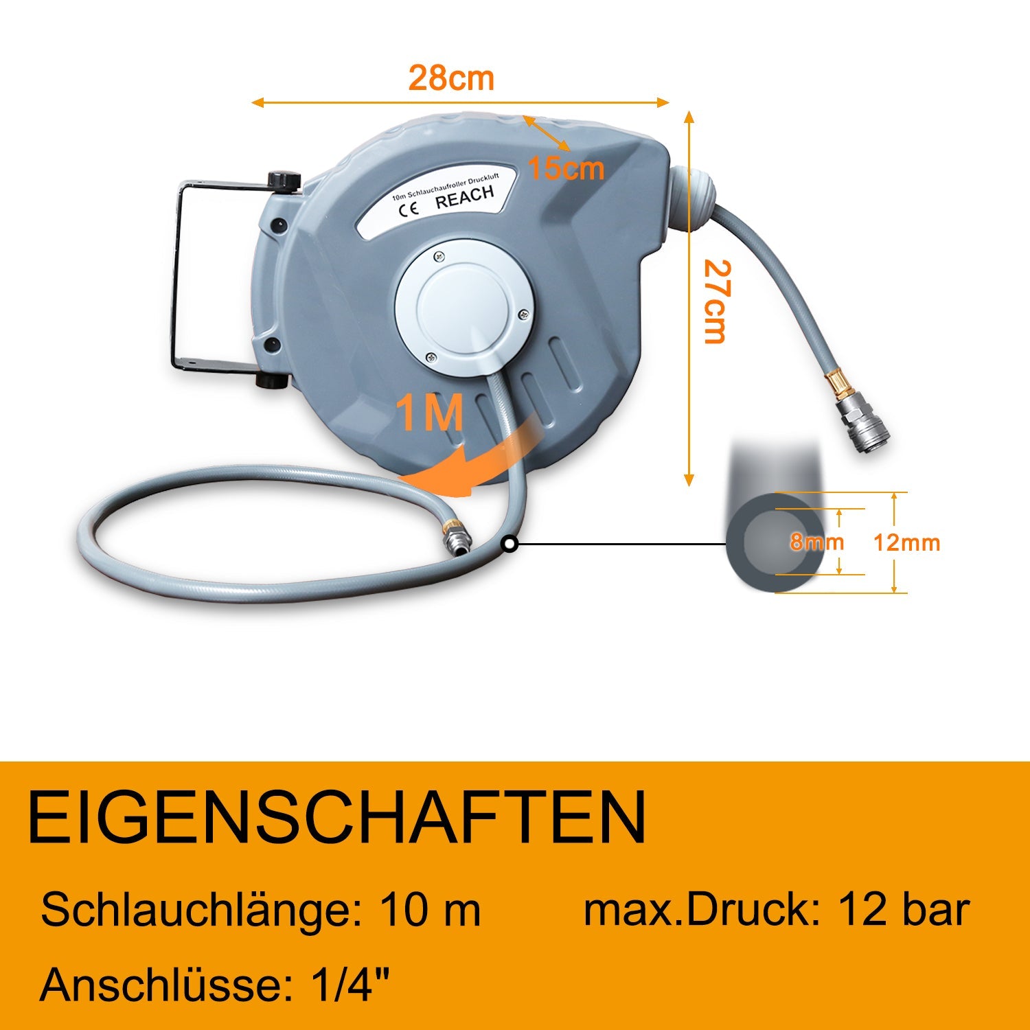 Cosmo Go Druckluftschlauch Aufroller automatisch 10-30m