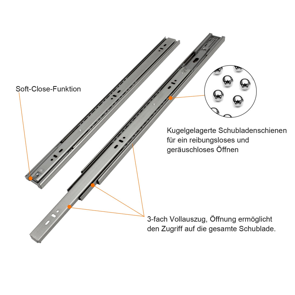 Cosmo Go 1 Paar Vollauszüge Schubladenschienen 35 Kg Tragkraft