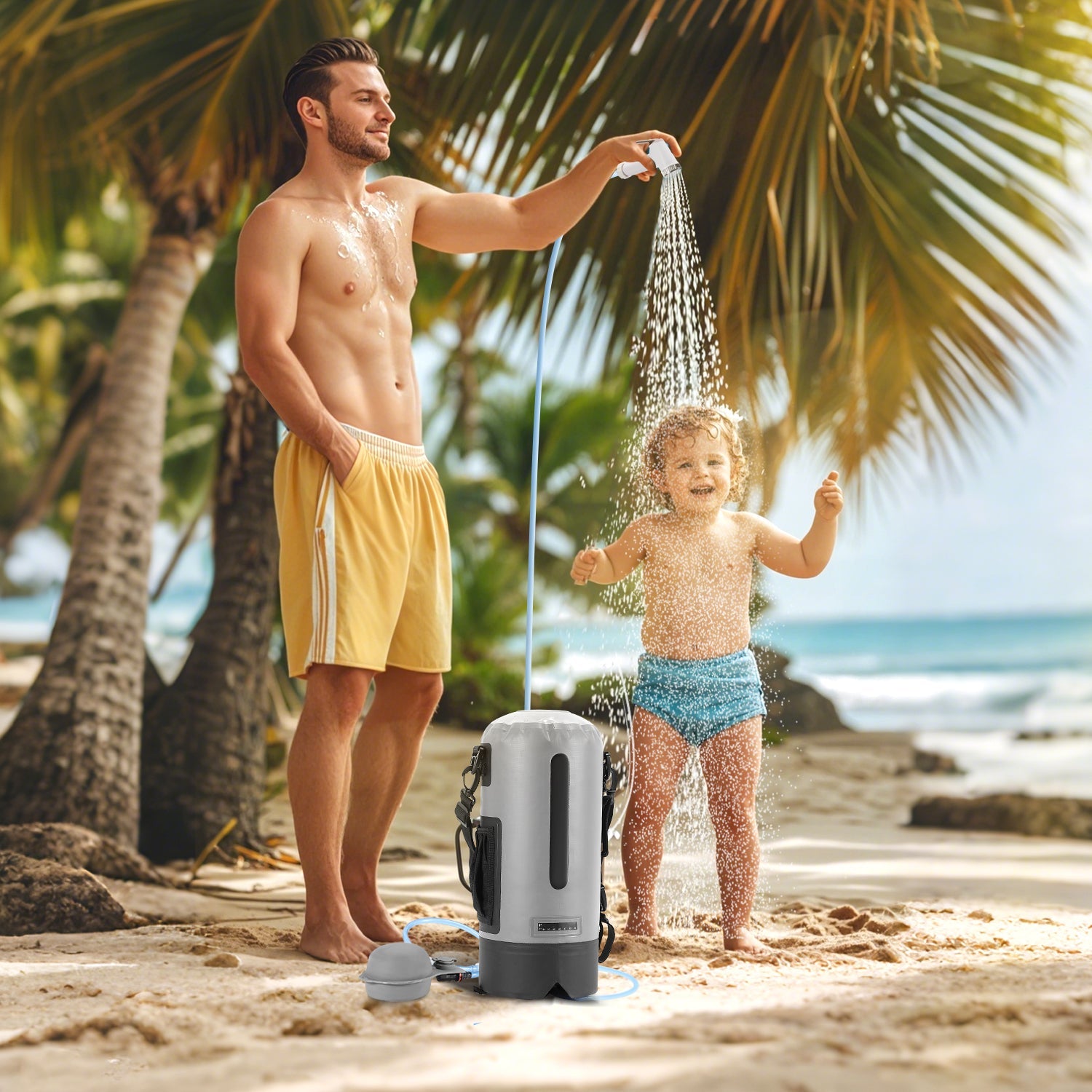 Cosmo Go Campingdusche 12L Tragbarmit Fusspumpe