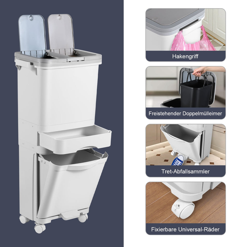 Cosmo Go Mülleimer Küche 42L Mülltrennsystem 3 Fächer