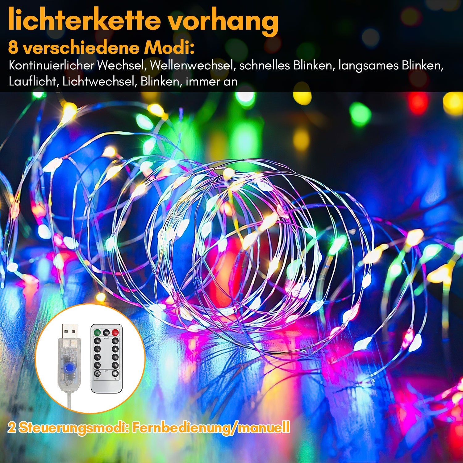 Cosmo Go LED Lichtervorhang 3x3m/3x6m Warmweiß/Farbe