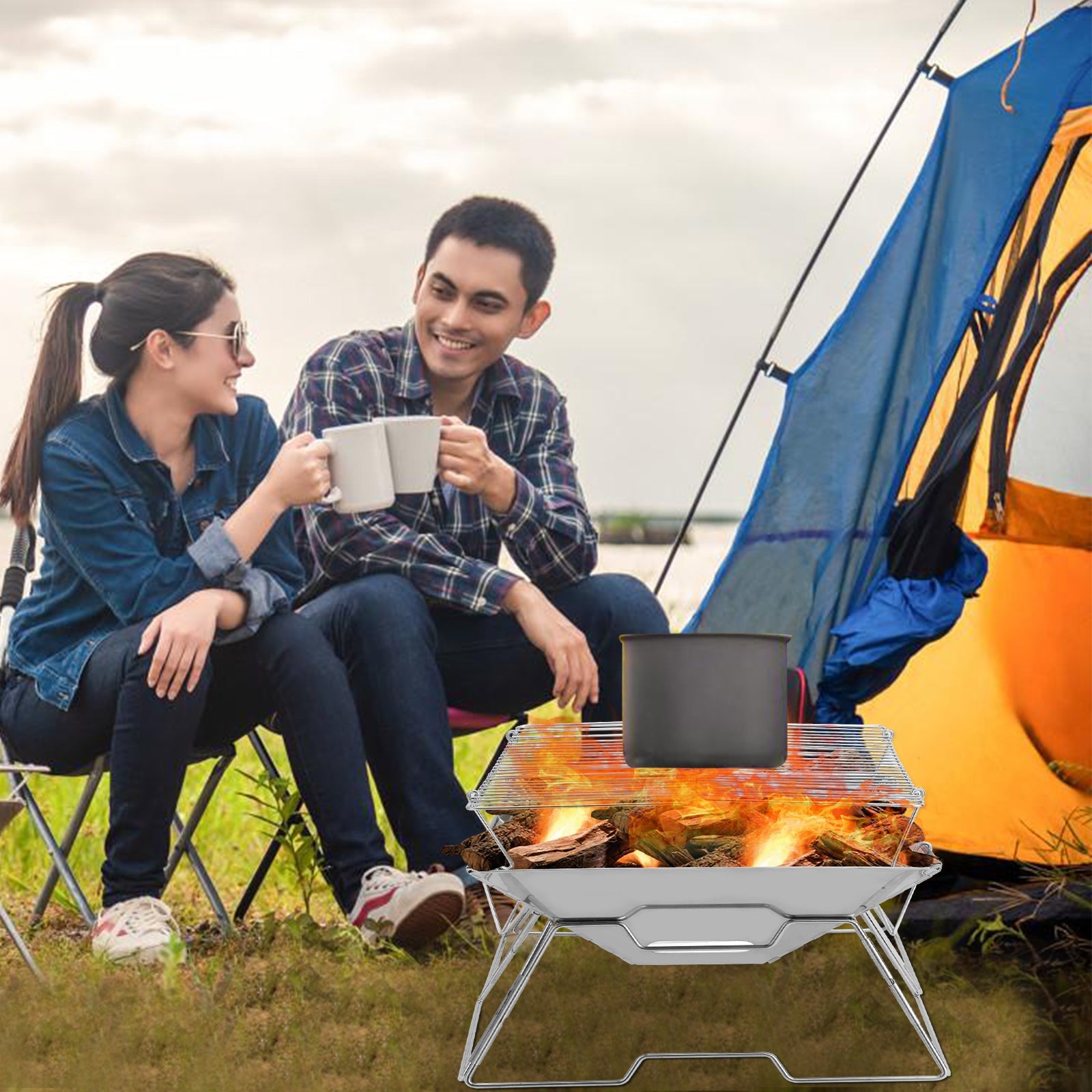 Cosmo Go Klappgrill Edelstahl Camping Holzofen Tragbar
