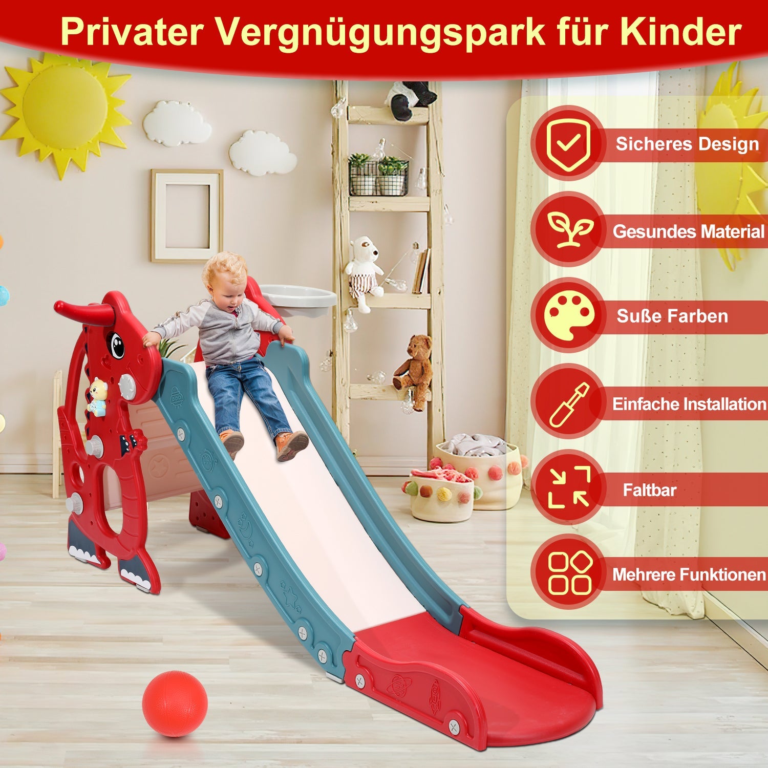 Cosmo Go Kinderrutsche Faltbar 4 in 1