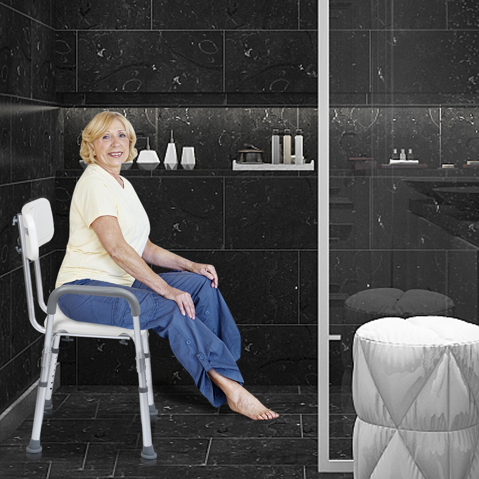 Cosmo Go Duschhocker Duschstuhl Höhenverstellbar Aluminium