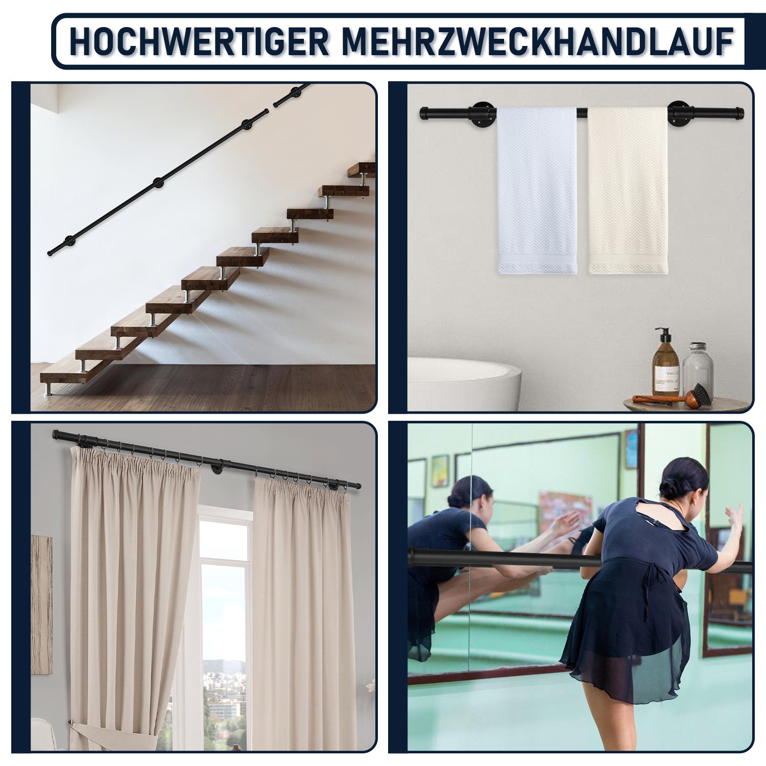 Cosmo Go Handlauf Treppe Edelstahl Handlauf Schwarz