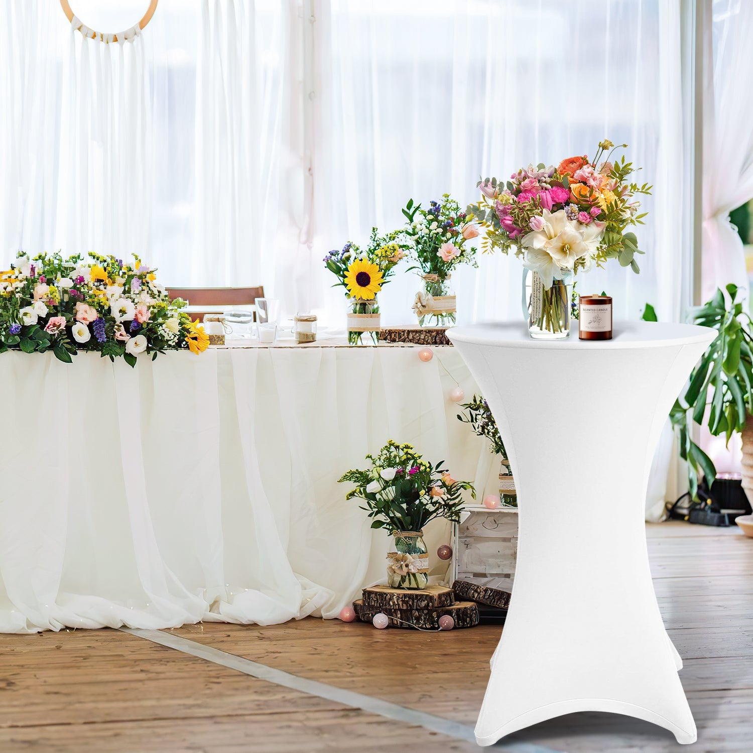 Cosmo Go Stehtischhusse Stretch Tischdecke Weiß