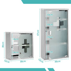 Cosmo Go Medizinschrank für Zuhause aus Edelstahl 30x30x12cm/57x30x12cm