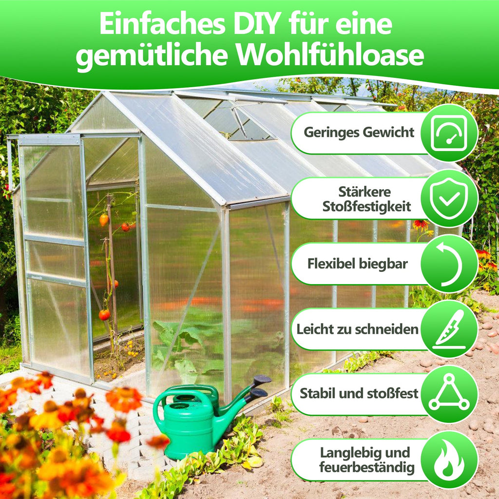 Cosmo Go Polycarbonat Hohlkammerstegplatten 8mm 5 Stück für Gewächshaus