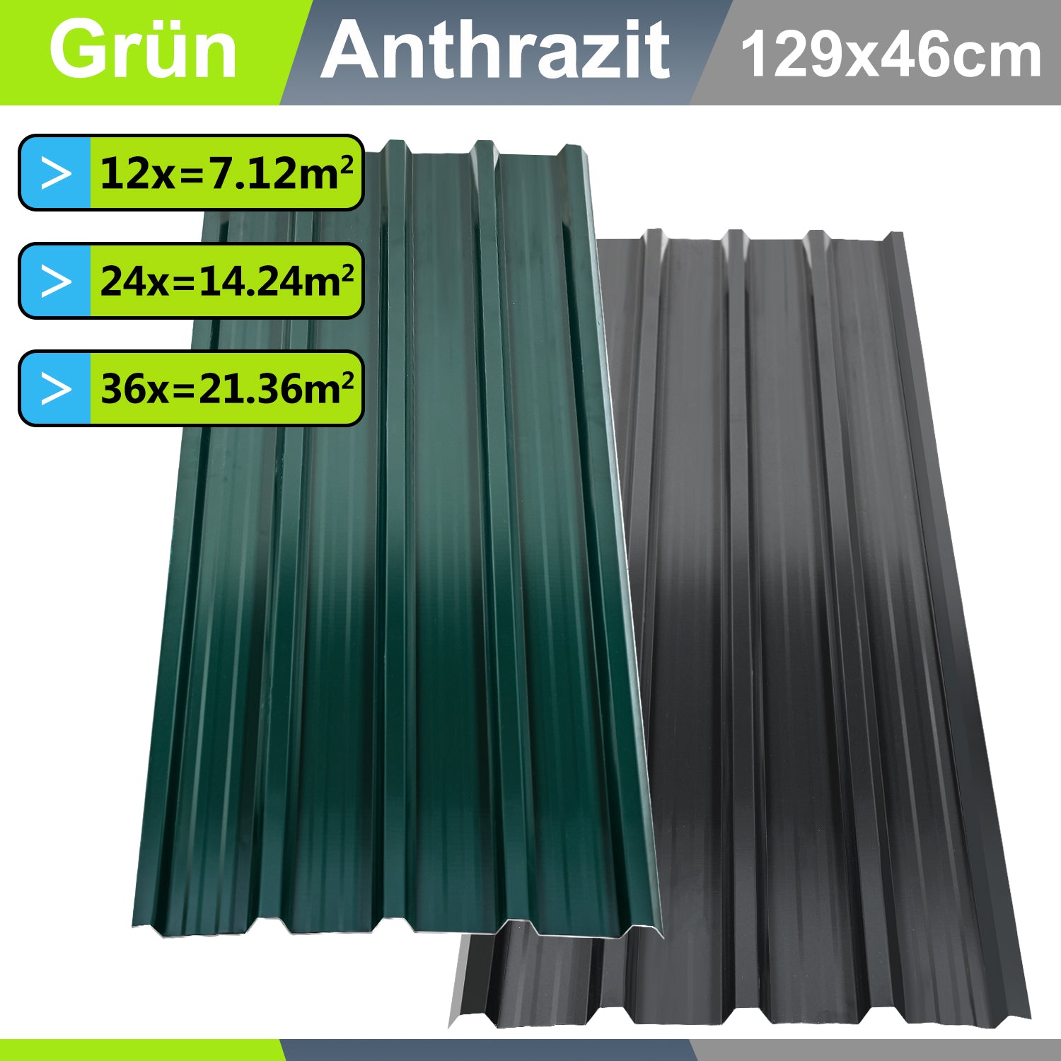 Cosmo Go Trapezblech Dachblech Verzinkt Anthrazit / Grün 12x
