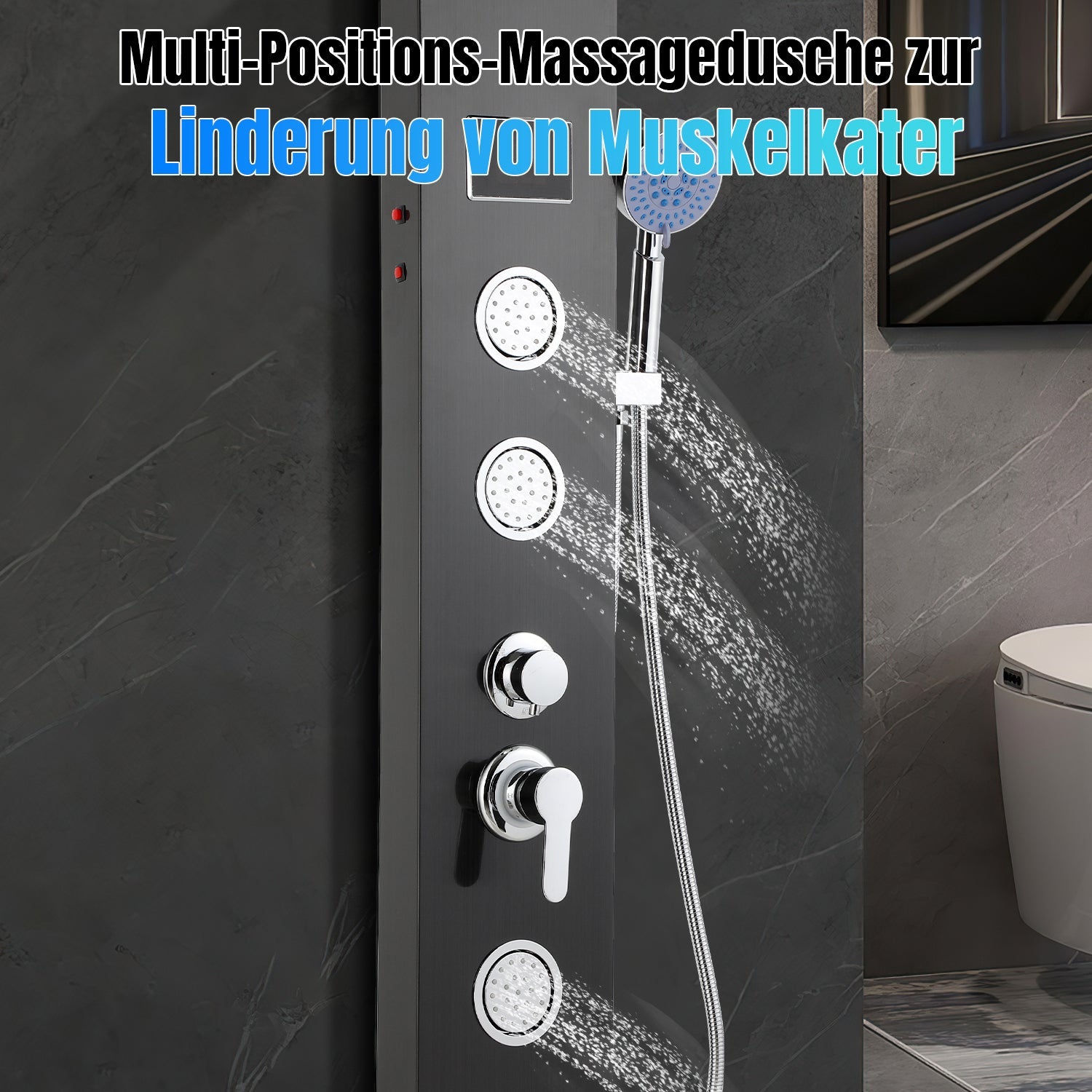 Cosmo Go Duschpaneel Wandduschpaneel 5 Funktionen Edelstahl Schwarz