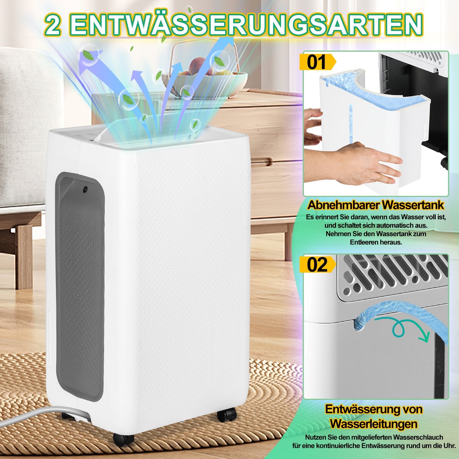 Cosmo Go Luftentfeuchter 26L mit Timerfunktion, Wäschetrockungsfunktion, Abtaufunktion