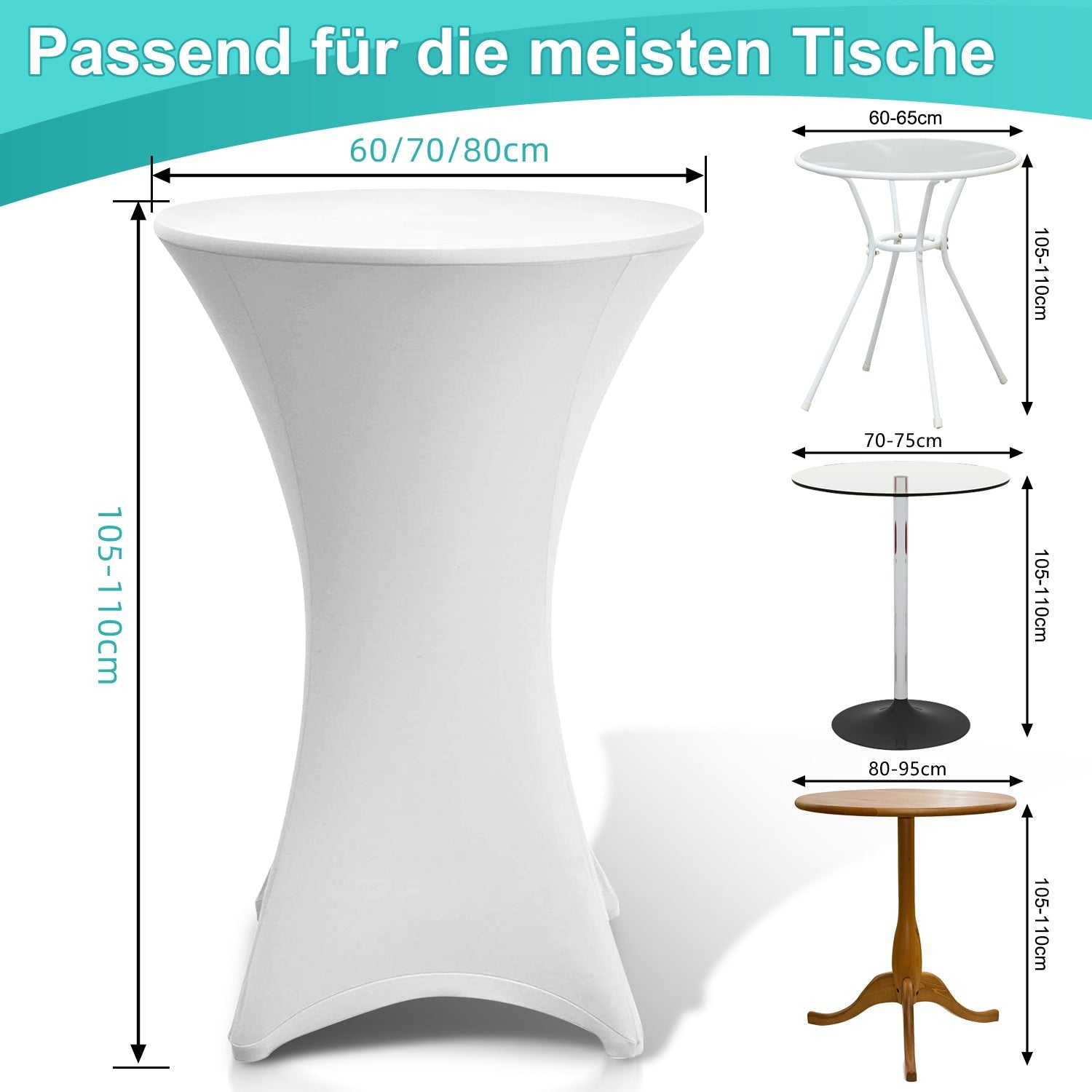 Cosmo Go Stehtischhusse Stretch Tischdecke Weiß