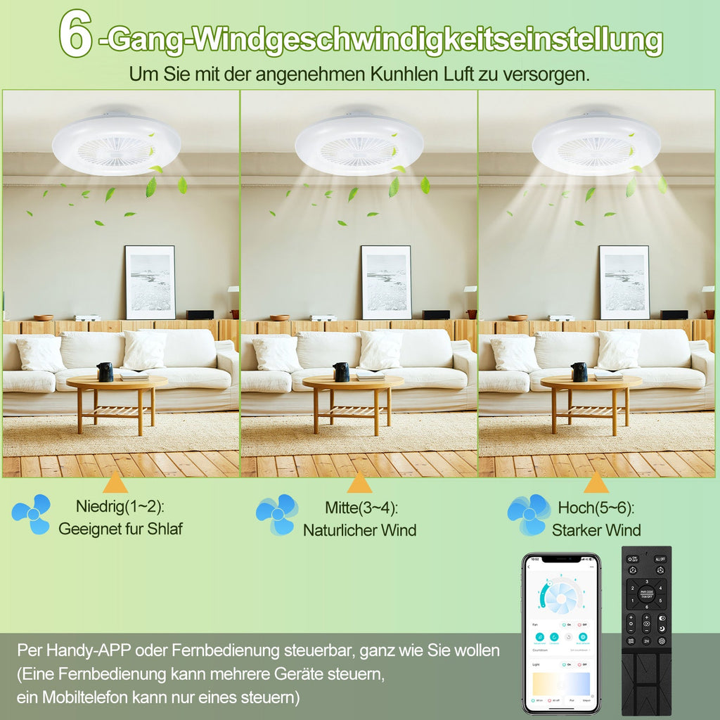 Cosmo Go Deckenventilator mit Beleuchtung 80W Dimmbar