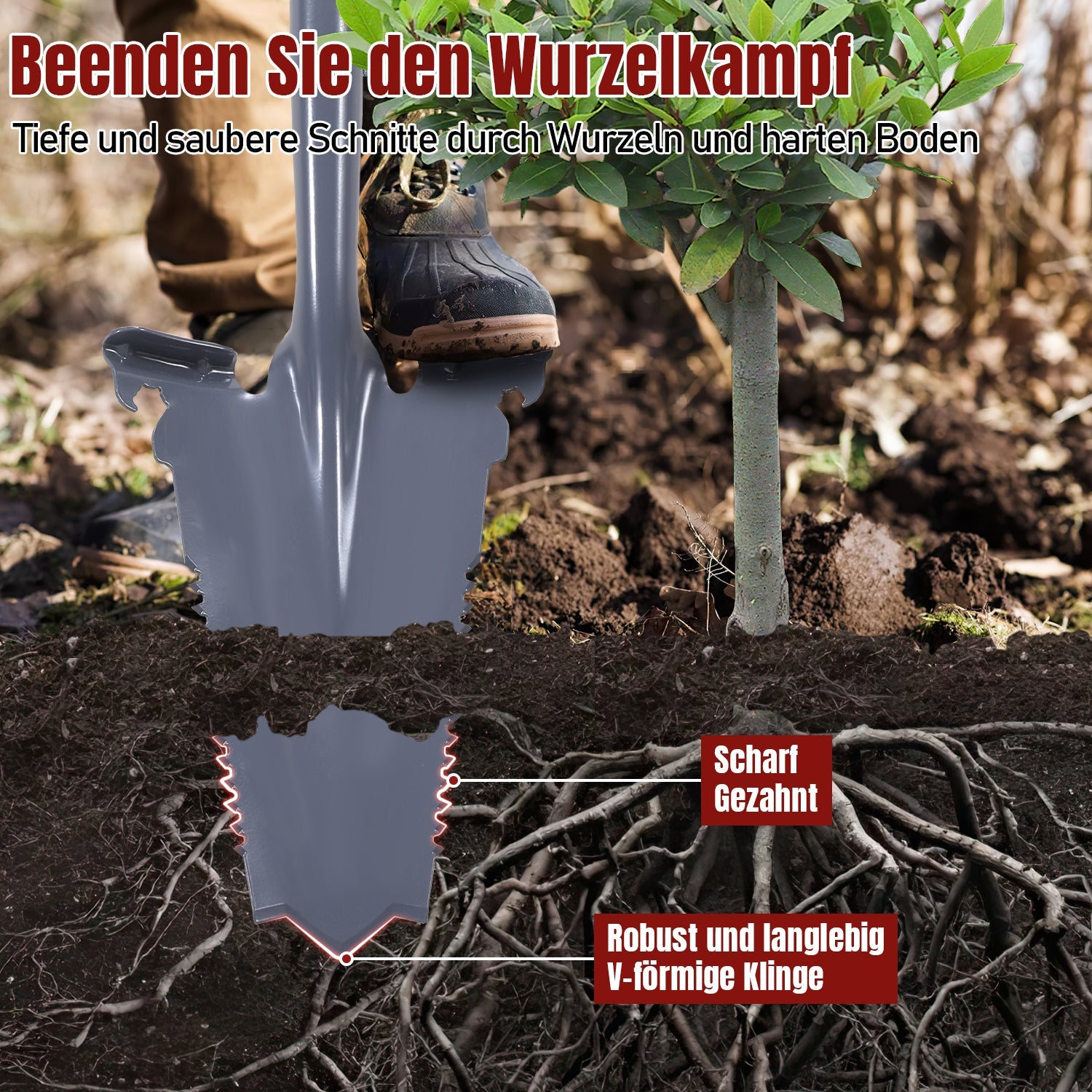 Cosmo Go Spaten Wurzelspaten Gärtnerspaten 114cm