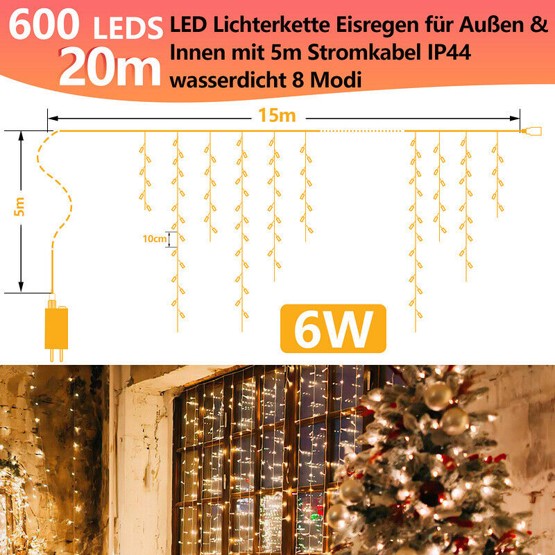 Cosmo Go LED Eisregen Lichterkette 200/400/600 LEDs